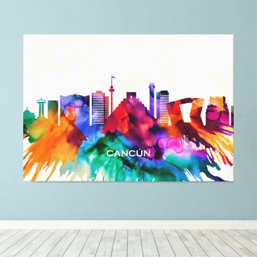 Cancun Skyline Leinwanddruck (Insitu (Holzboden))