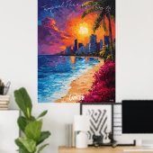 Cancún Skyline Poster - Vibranican Beach Art (Heimbüro)