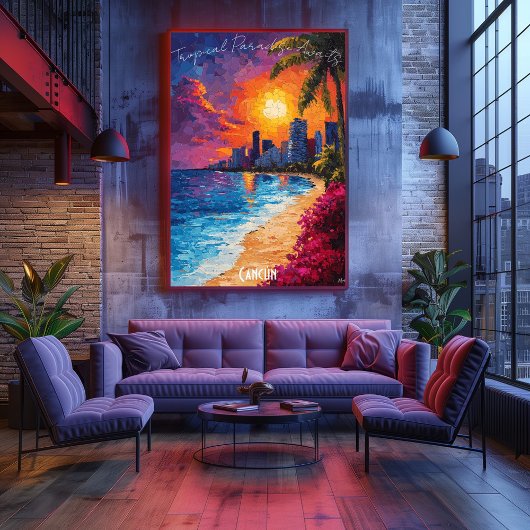 Cancún Skyline Poster - Vibranican Beach Art