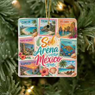 Cancun Sonne Sand Mexiko Schöne Strände Tropisch Keramikornament