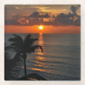 Cancun Sonnenuntergang Glasuntersetzer (Vorderseite)