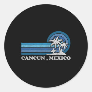 Cancun Strand Mexiko Familie Sommerurlaub Vintage Runder Aufkleber