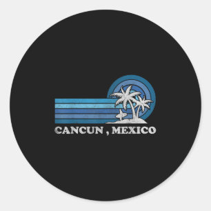 Cancun Strand Mexiko Familie Sommerurlaub Vintage Runder Aufkleber