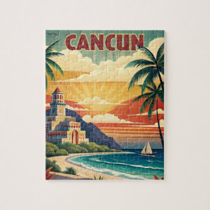 Cancun Strand Mexiko Vintage Reise Puzzle
