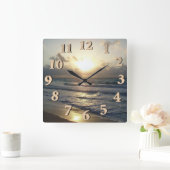 Cancun Sunrise Square Wall Clock Quadratische Wanduhr (Zuhause)