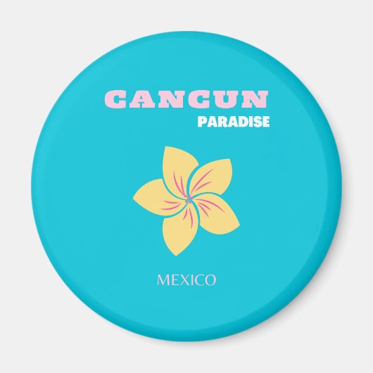 Cancun Travel Art, Mexico Travel Art, Preppy, Blue Magnet (Vorne)