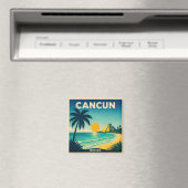 Cancun Vintage Reiseplakat Magnet (In Situ (Geschirrspüler))