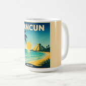 Cancun Vintage Reiseplakat Tasse (VorderseiteRechts)