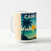Cancun Vintage Reiseplakat Tasse (Vorderseite Links)