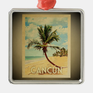 Cancun Vintage Travel Ornament Palm Tree