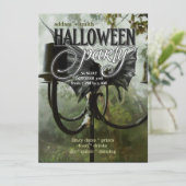 Candelabra Bat Wings Halloween-Party Cards Einladung (Stehend Vorderseite)