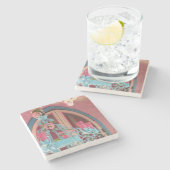 Candelabra und Pink - Martha's Weinberg Steinuntersetzer (Seitenansicht)