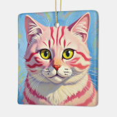 “Candice” A Cherry Striped Mystique – Cat Portrait Keramikornament (Links)