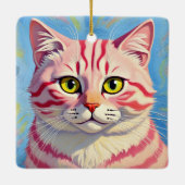 “Candice” A Cherry Striped Mystique – Cat Portrait Keramikornament (Rückseite)