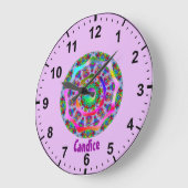 CANDICE ~ Rainbow Fraktal Pattern ~ Personalisiert Große Wanduhr (Winkel)