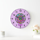 CANDICE ~ Rainbow Fraktal Pattern ~ Personalisiert Große Wanduhr (Zuhause)