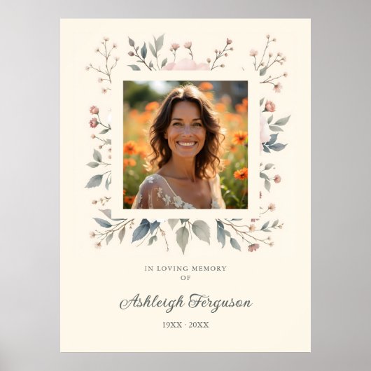 Candid Delicate Soft Pastel Floral Frame Photo Poster (Vorne)