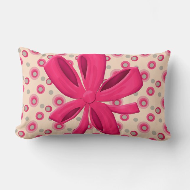 Candid Polka Dots mit Hot Pink Bow Lendenkissen (Vorderseite)