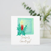 Candle and holly Christmas Card Karte (Stehend Vorderseite)