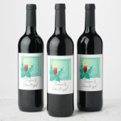 Candle and holly Christmas Card Weinetikett (Flaschen)