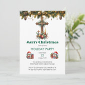 Candle and Ornament Cross Weihnachten Einladung (Stehend Vorderseite)