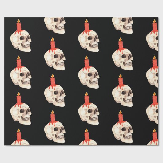 Candle and Skull Halloween Mustertafel Geschenkpapier (Flach)