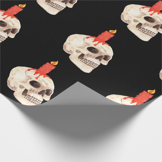 Candle and Skull Halloween Mustertafel Geschenkpapier (Ecke)