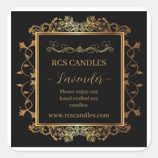 Candle-Business-Label Quadratischer Aufkleber (Vorderseite)