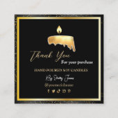 Candle Care Black Gold | Benutzerdefiniertes Logo  Quadratische Visitenkarte (Vorderseite)