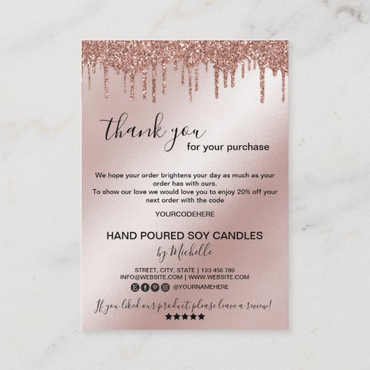 Candle Care Card Dankeschön Karte Hinzufügen Ihres (Rückseite)