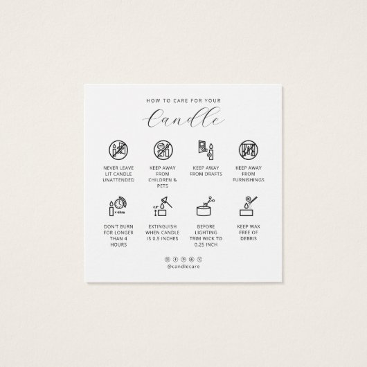 Candle Care Card Dankeschön Karte Instruktionskart (Rückseite)