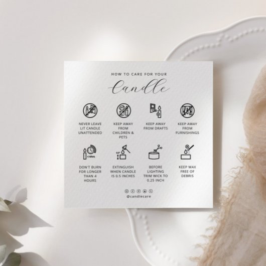 Candle Care Card Dankeschön Karte Instruktionskart