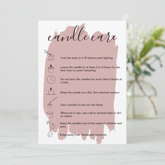 Candle Care Card Vielen Dank Karte Fügen Sie Ihren (Stehend Vorderseite)