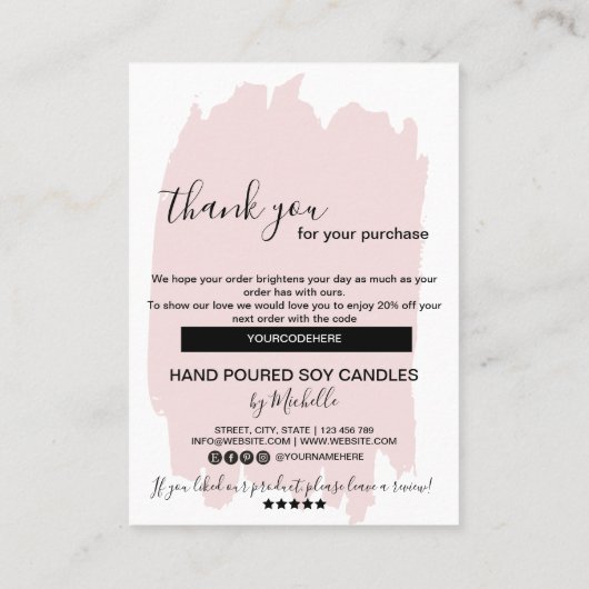 Candle Care Card Vielen Dank Karte Fügen Sie Ihren (Rückseite)