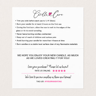 Candle Care & Customer dank geklappter Visitenkart Visitenkarten