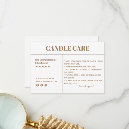 Candle Care - Danke, dass Sie die Packkarte gekauf Dankeskarte (Vorderseite/Rückseite Beispiel)