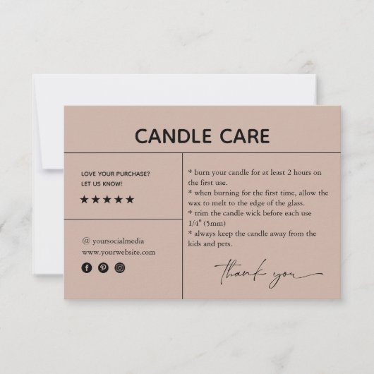 Candle Care - Danke, dass Sie die Packkarte gekauf Dankeskarte (Vorderseite)
