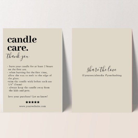Candle Care Danke, dass Sie eine Packkarte gekauft Begleitkarte