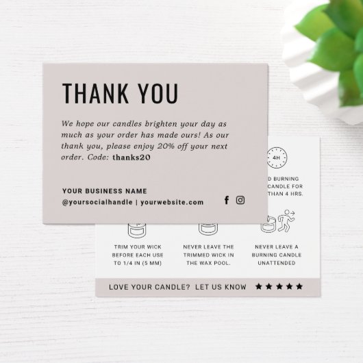 Candle Care Dankeschön Instruction Card (Schreibtisch)