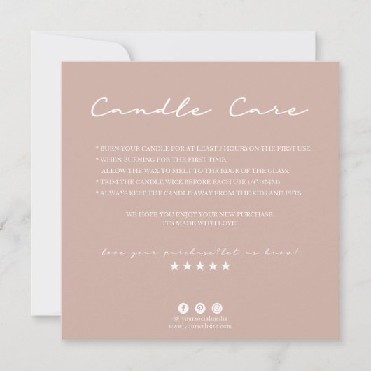 Candle Care Dankeschön Karte (Vorderseite)