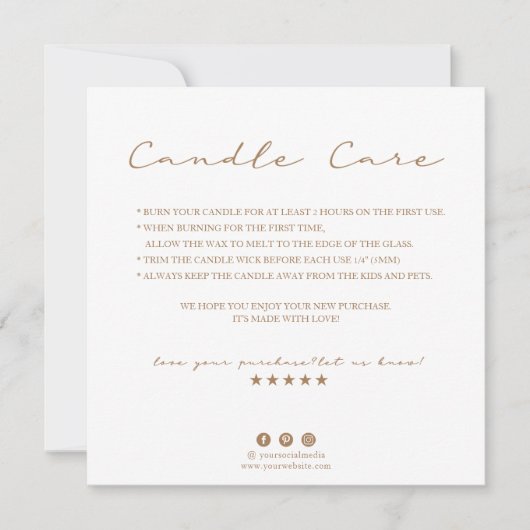 Candle Care Dankeschön Karte (Vorderseite)