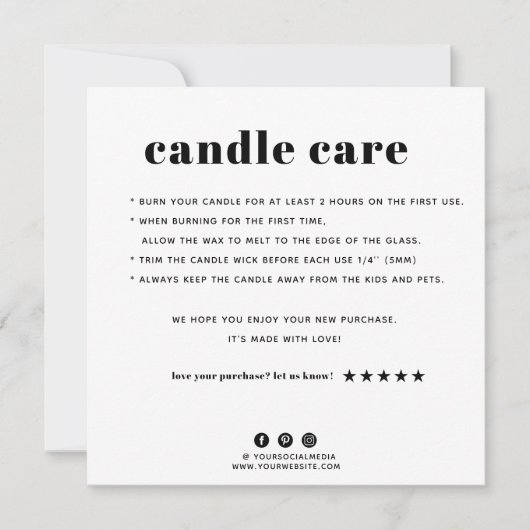 Candle Care Dankeschön Karte (Vorderseite)