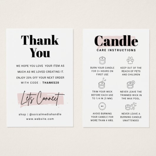  Candle Care Dankeschön Karte (Vorne & Hinten)