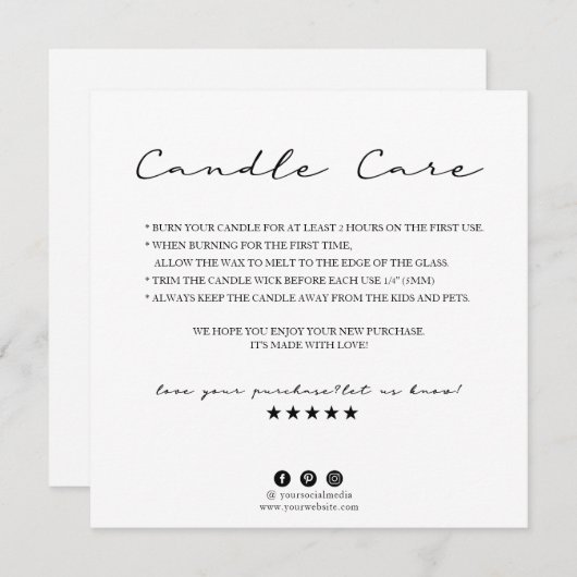 Candle Care Dankeschön Karte (Vorne/Hinten)