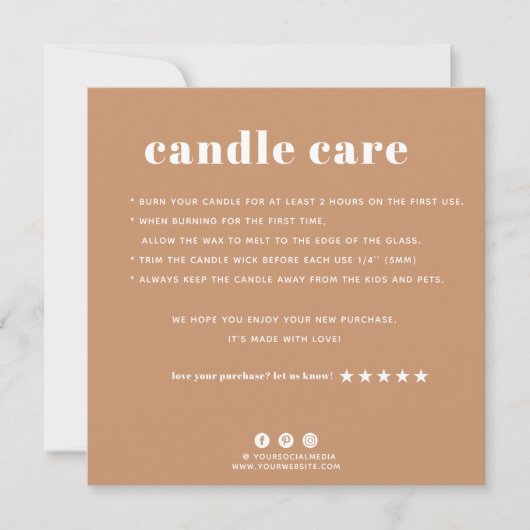Candle Care Dankeschön Karte (Vorderseite)