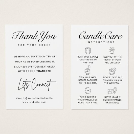Candle Care Dankeschön Karte (Vorne & Hinten)