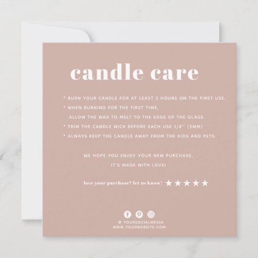 Candle Care Dankeschön Karte (Vorderseite)