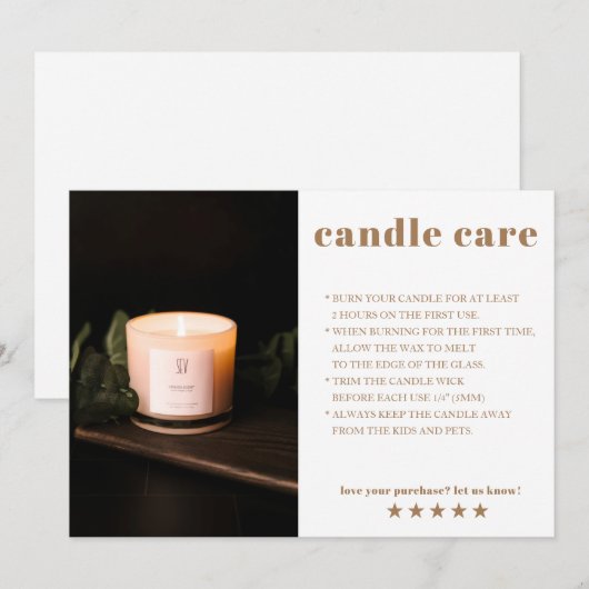 Candle Care Foto Dankeschön Karte (Vorne/Hinten)