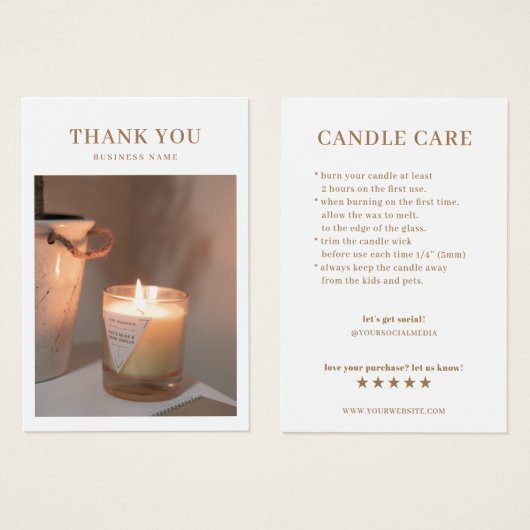 Candle Care Foto Dankeschön Karte (Vorne & Hinten)