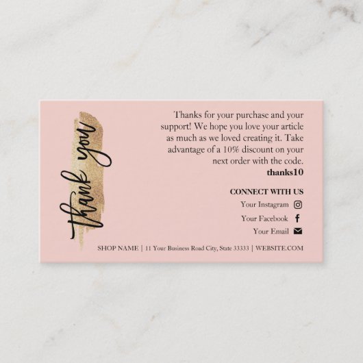 Candle Care Gold Gliter Chic Script Danke Karte (Vorderseite)